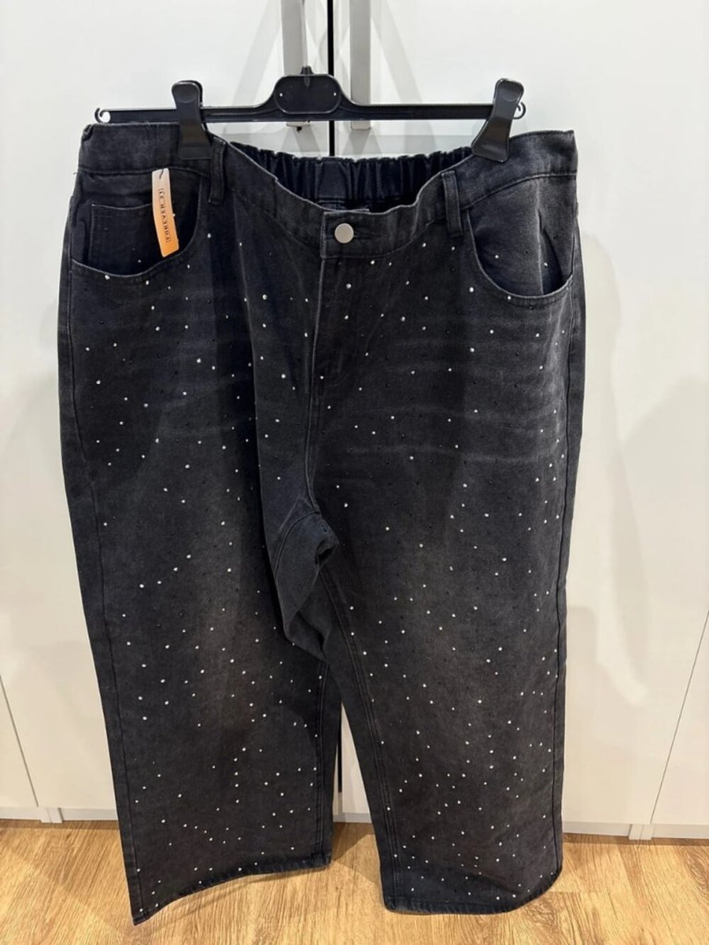 Black Glitter Boyfriend Jeans EU 52 / US 20W